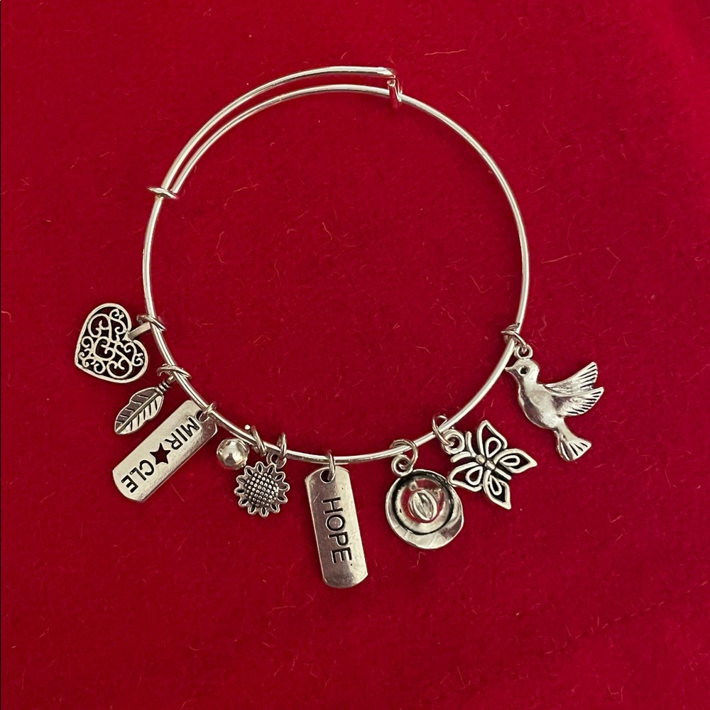 Amazon Silver Charm Bracelet with Inspirational Pendants